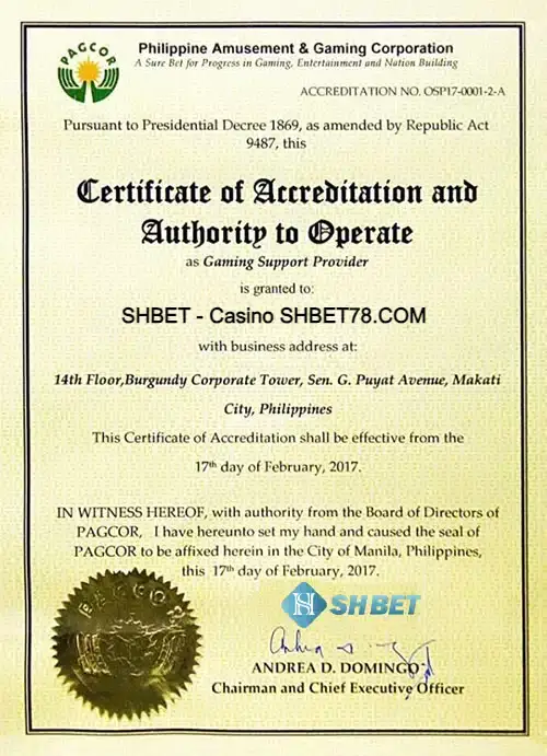 Giấy phép cá cược của SHBET - shbet000.com